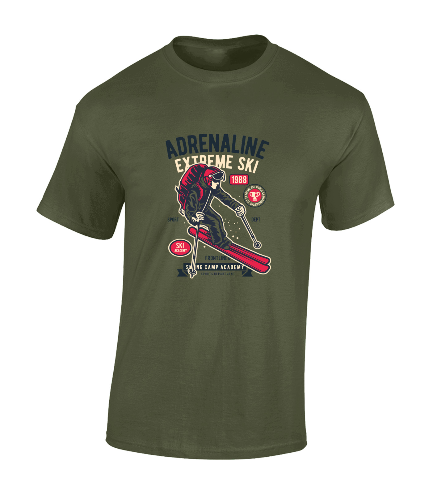 ADRENALINE EXTREME SKI MENS T SHIRT SKIING DESIGN COOL HOLIDAY CLOTHING GIFT TOP gallery