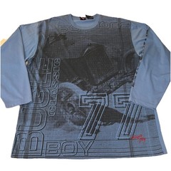 Bugle Boy Men’s T Shirt Vtg Long Sleeve XL Blue Cotton Skater Graphic Y2K 90s