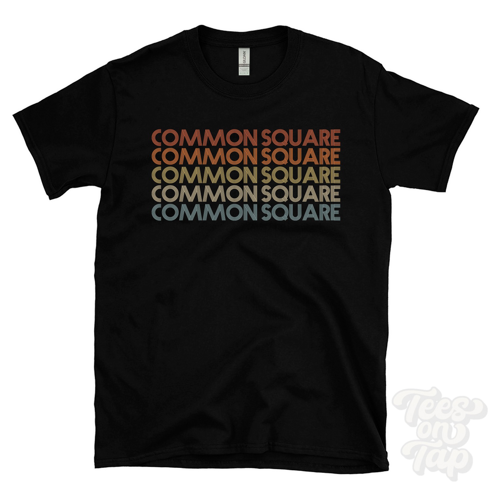 COMMON SQUARE REPEATED RETRO STYLE T-SHIRT mens & womens uk place name gift