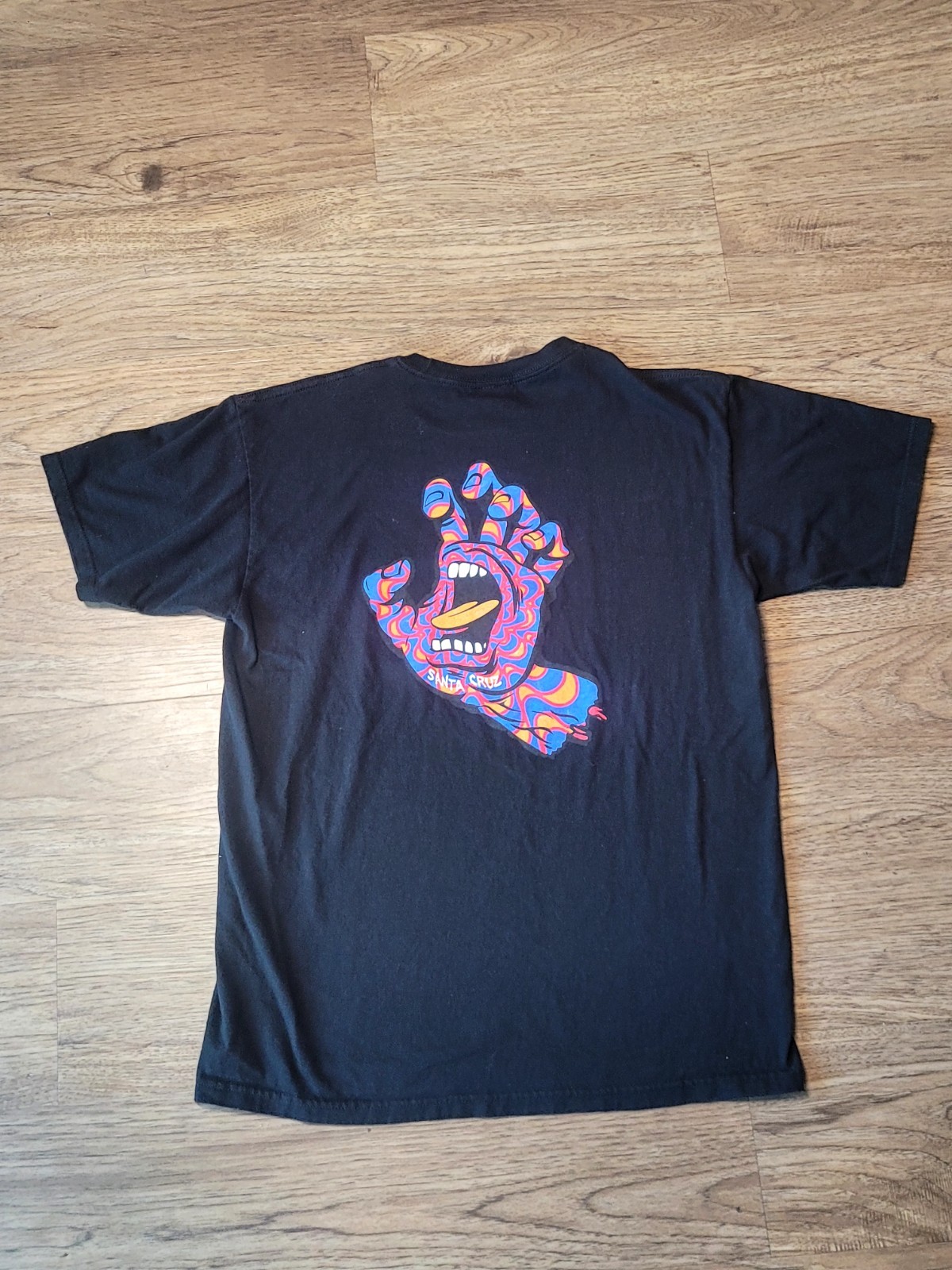 Santa Cruz Men's Black Skateboarding Graphic Logo Crew Neck Tee Size L gallery