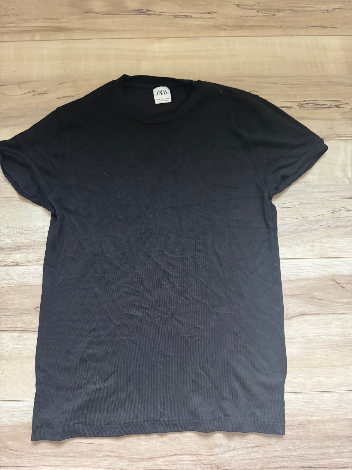 Zara T Shirt Mens S Black Short Sleeve Classic Collar knit gallery