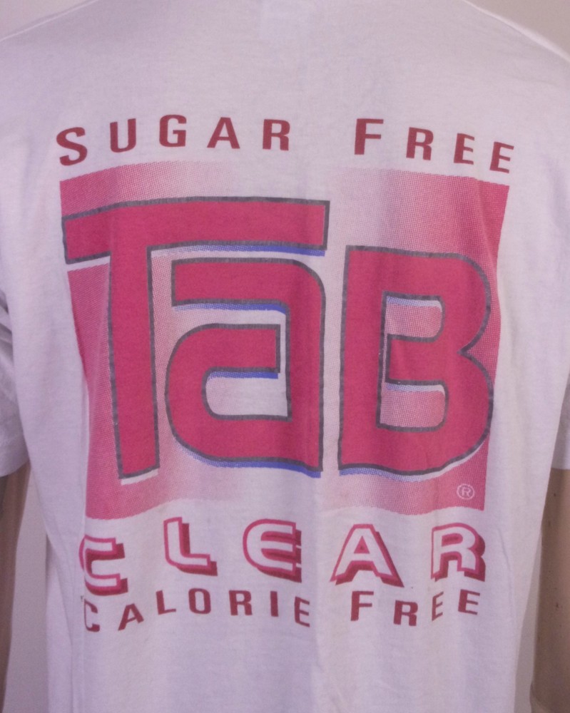 vintage 90s single stitch Tab Clear Soda T-Shirt 2 sided USA Advertising SZ XL