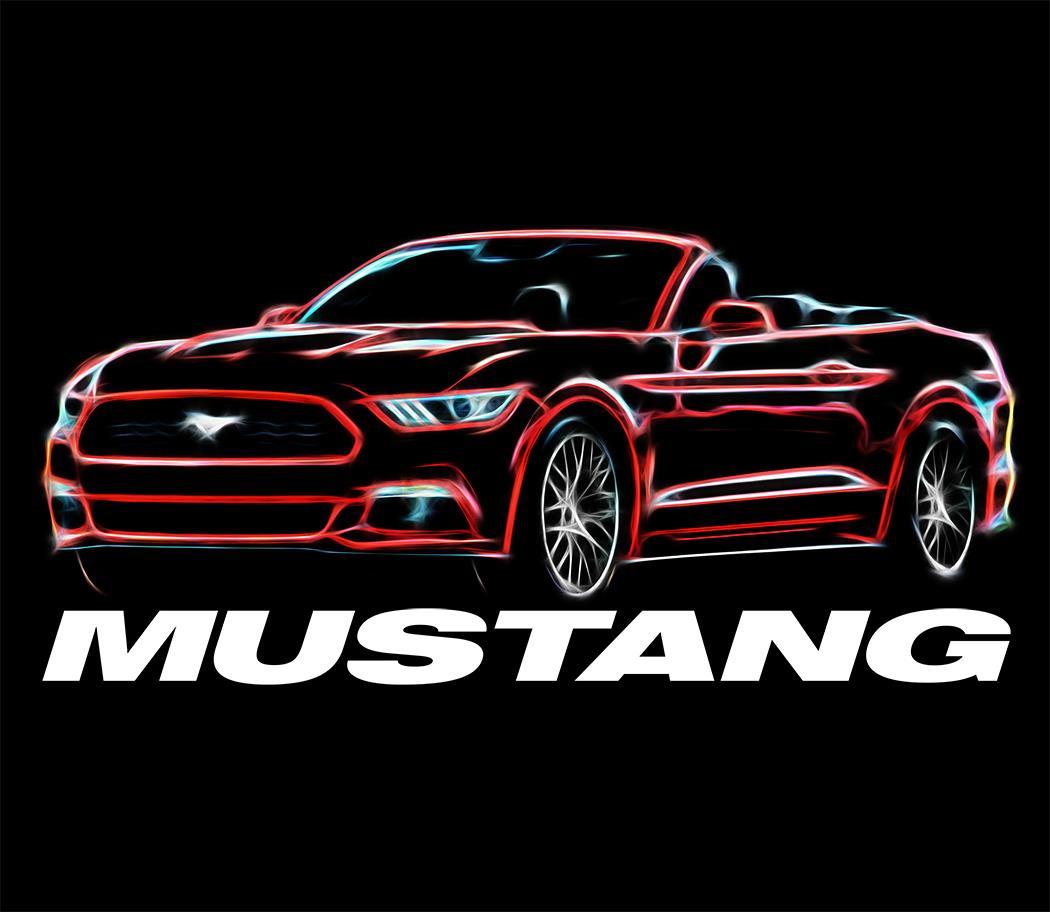 2015-18 Ford Mustang GT 5.0 Convertible Neon Design Tshirt NEW FREE SHIP gallery