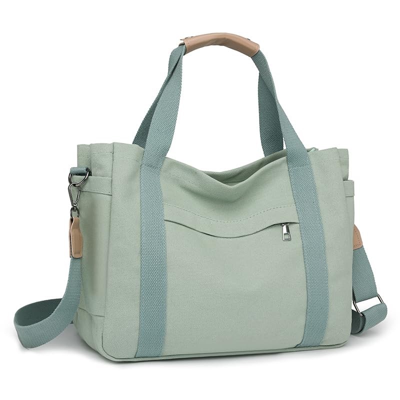 Canvas Crossbody Tote Bag for Women Laptop Work Handbag Shoulder Messenger Ba…