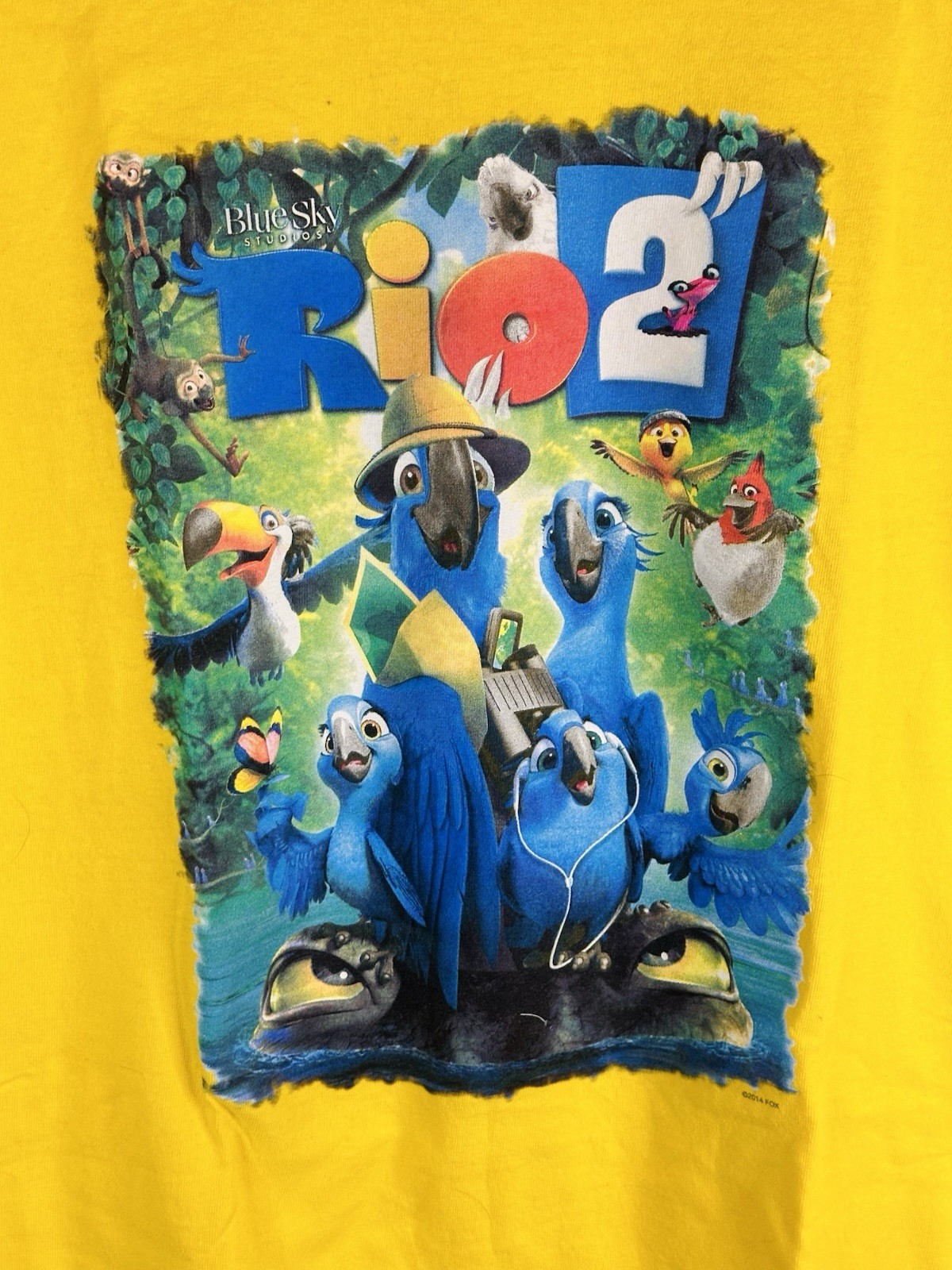 Rio 2 Movie Promo T Shirt L Yellow 2014 3D Animated Film Tee Cartoon Parrot AAA gallery