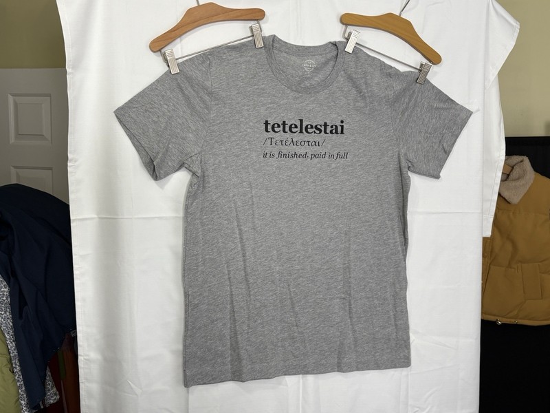 Faith & Life “Tetelestai – It is Finished, Paid in Full” T-Shirt Size Large