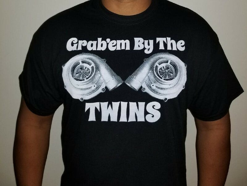 Grab’em By The Twins Black Racing T-Shirt, Size: Sm, Med, Lg, XL, 2XL, 3XL