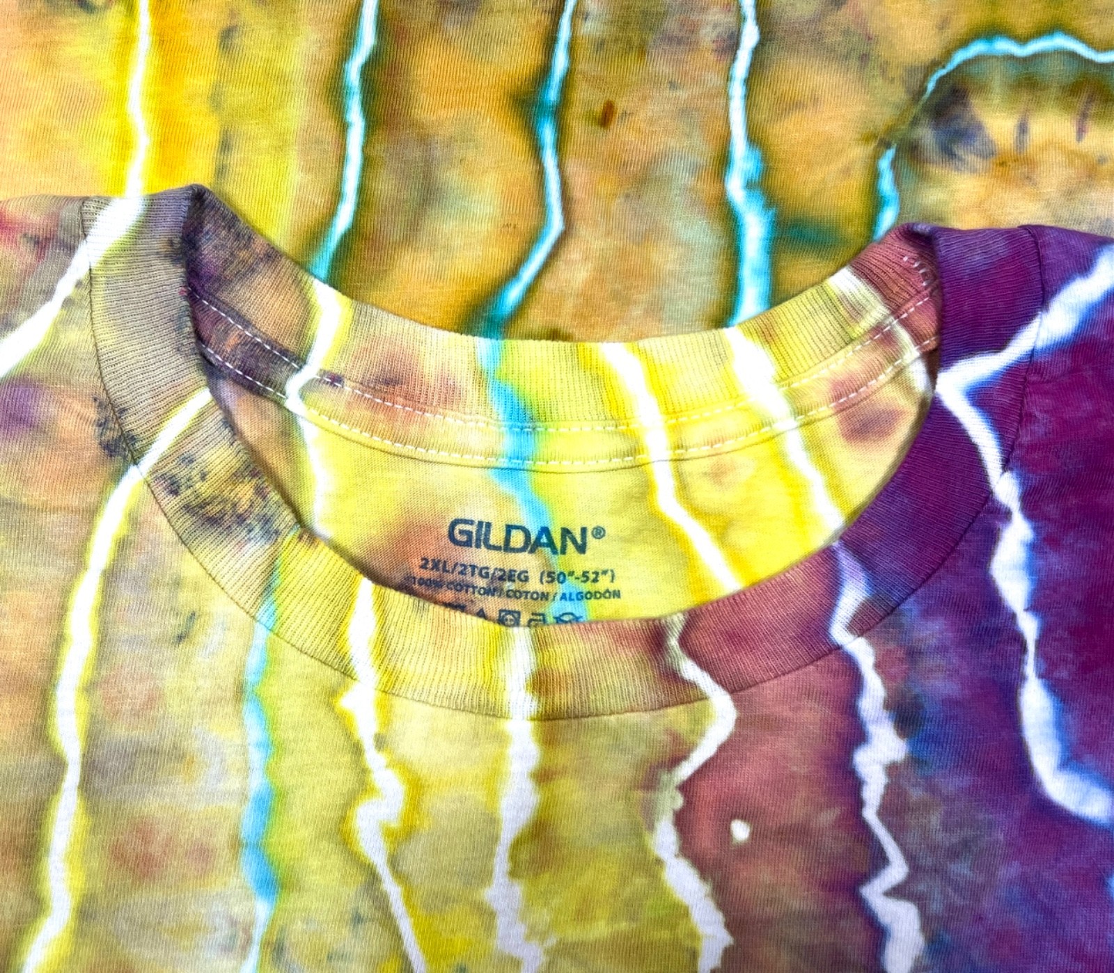 Handmade Ice Tie Dye T-Shirt 2XL Mens Womens Soft Cotton Yellow Violet Geode gallery