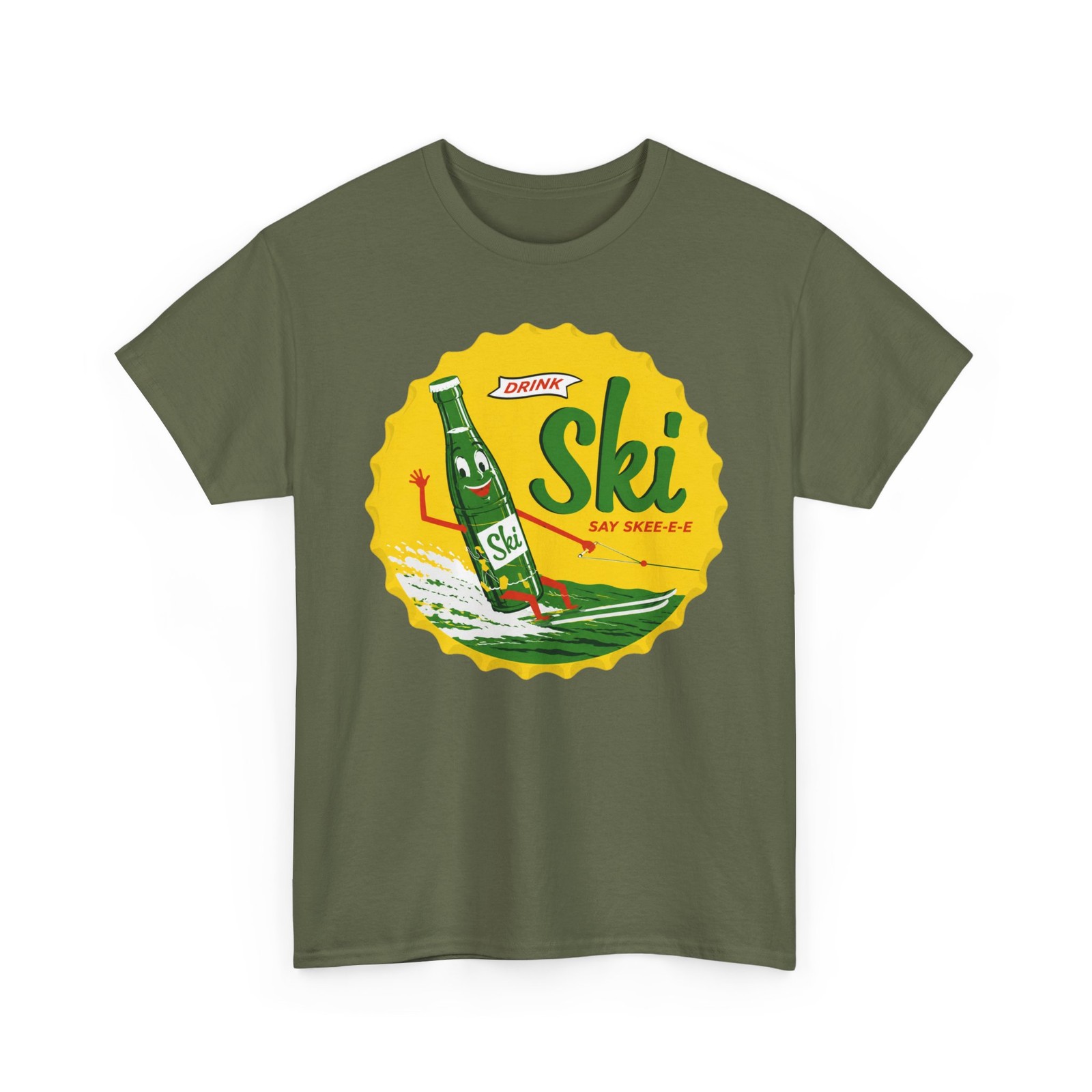 Drink Ski Say Skee-e-e Water Skiing Bottle Retro Soda Cap Pop Beverage T-Shirt gallery
