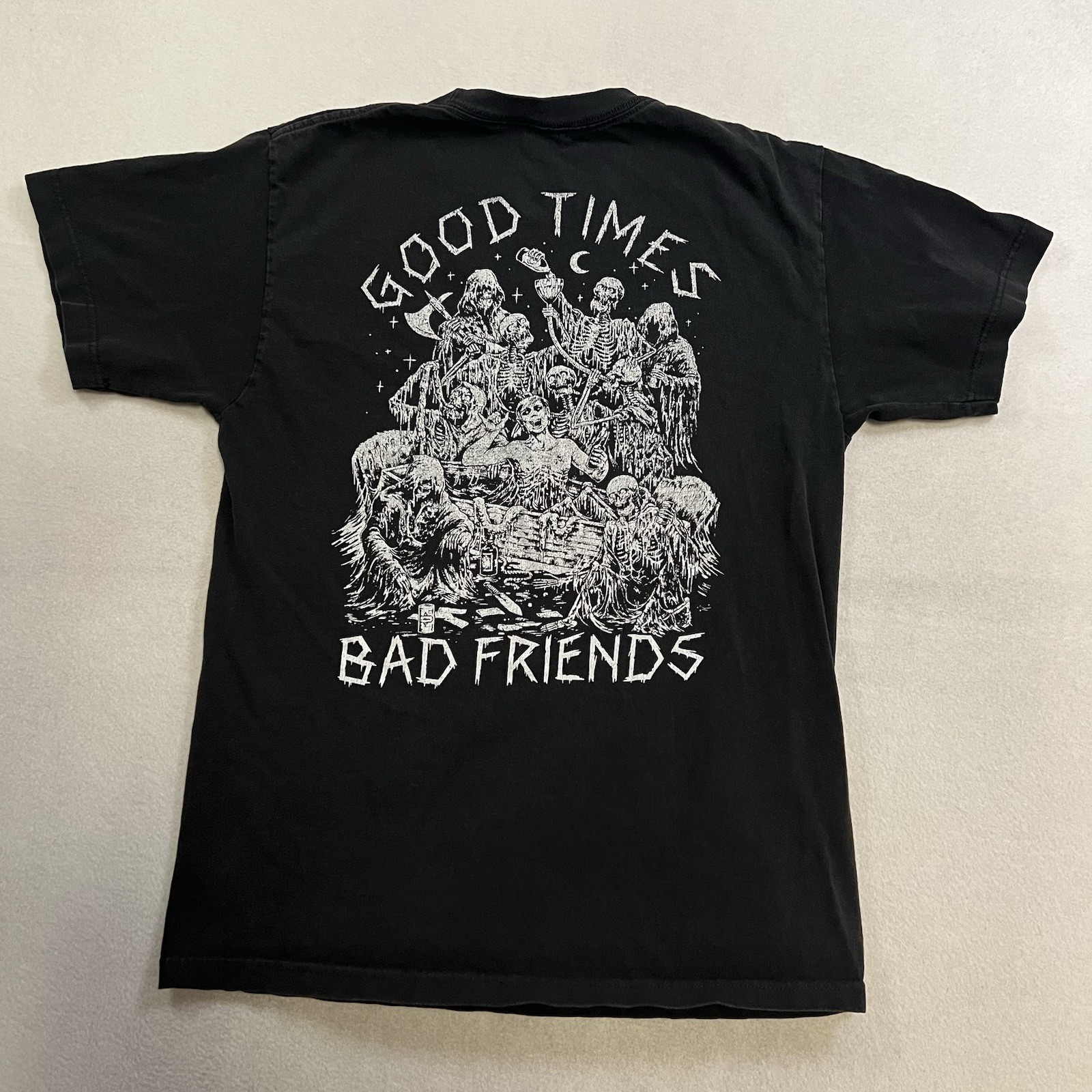 Good Times Bad Friends Lurking Class T-Shirt M Black Skull Reaper Grunge Tee gallery