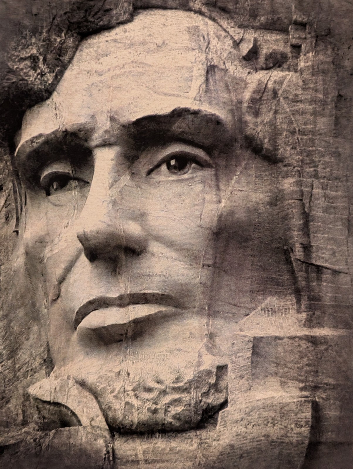 The Mountain Mens T-shirt Gray Abraham Lincoln Rock Face SD RL XL #3144 NWOT