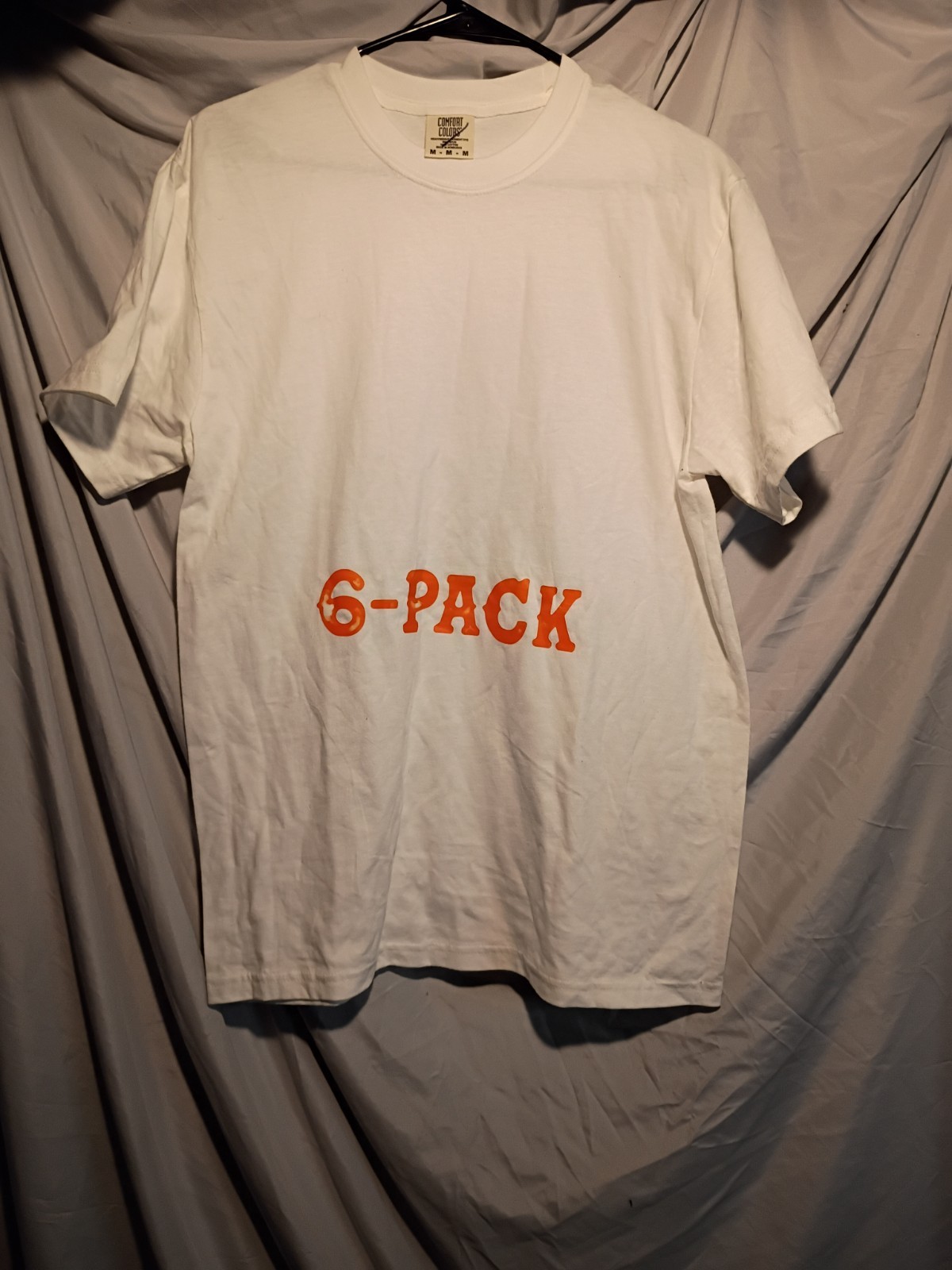 Comfort Colors Men’s M White/Orange Cotton Knit Graphic Crew Neck T-Shirt 6-Pack