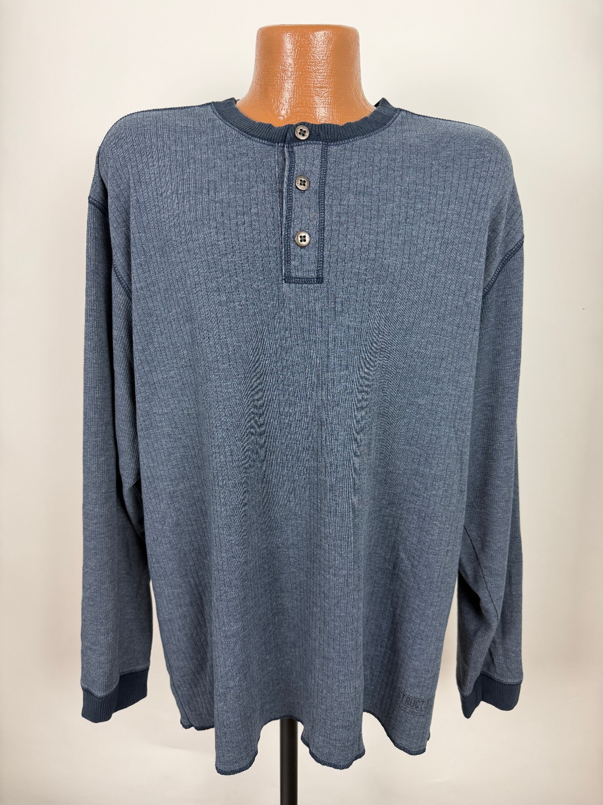 Vintage 90s Ribbed Henley Shirt Men 2XL Minimal Outdoor Casual Midweight Stretch gallery