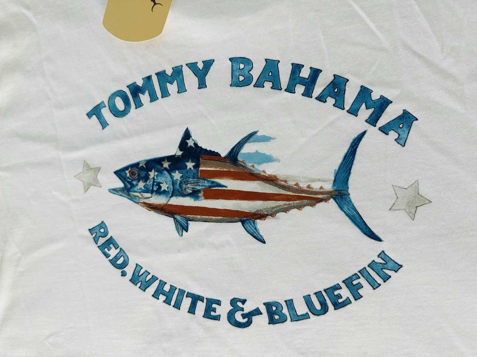 Tommy Bahama Mens RED WHITE & BLUEFIN T-shirt XL White NWT USA Flag America Tuna gallery