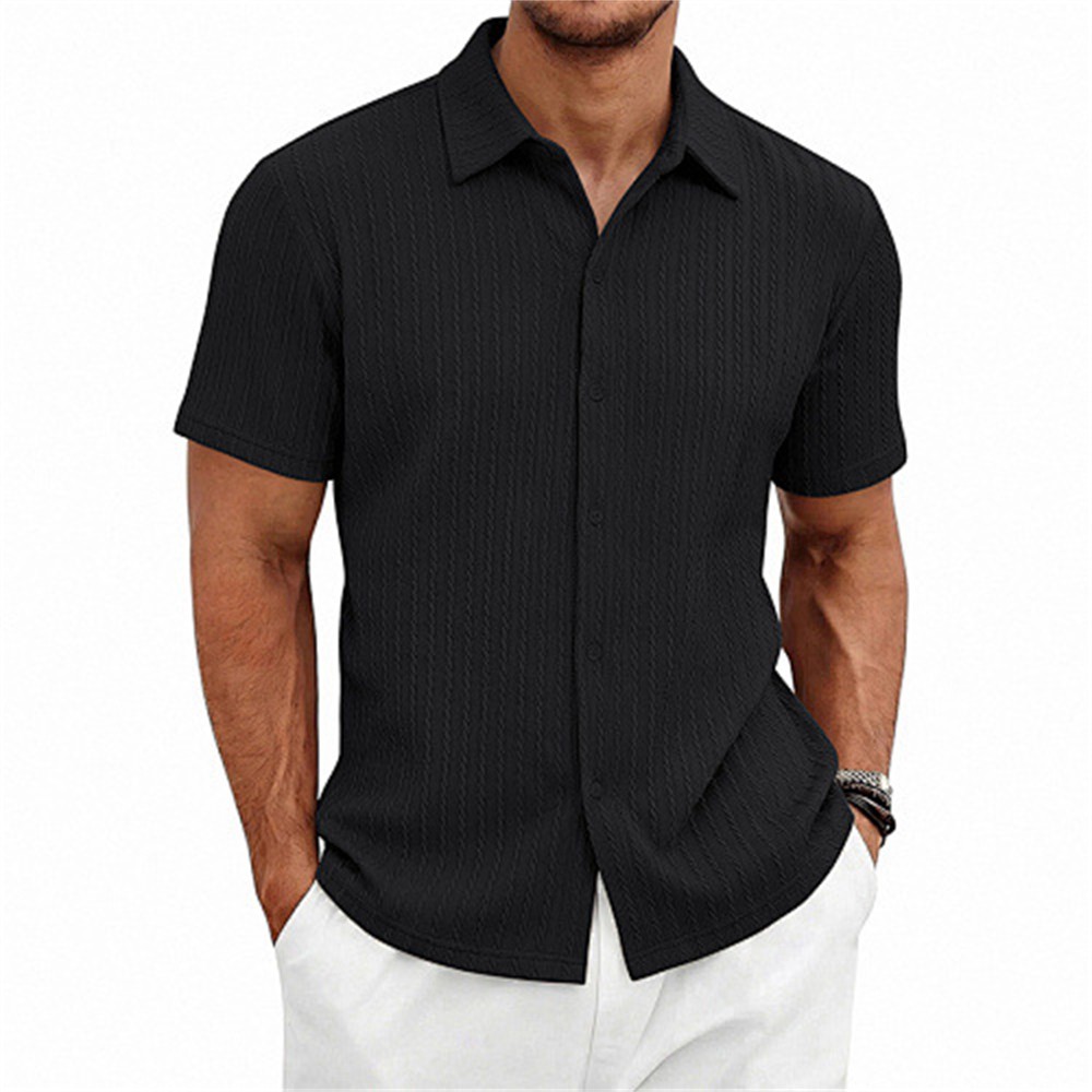 Men's Summer Shirt Casual Slim Shirts Short Sleeve Button Down Tops Blouse gallery