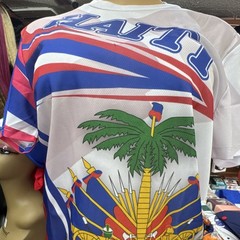 Men’s S Regular Haiti Flag Graphic Print Crew Neck Short Sleeve T-Shirt