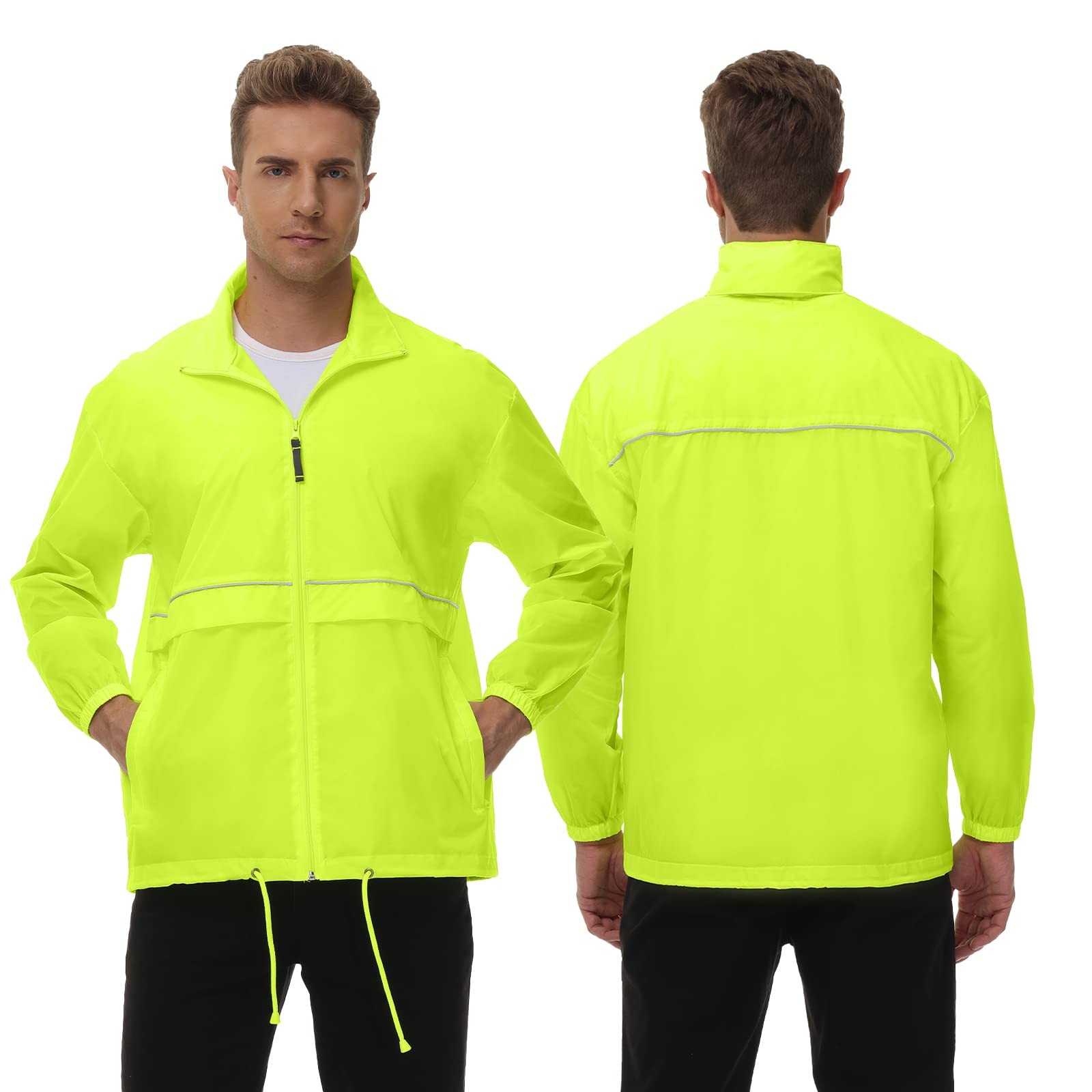Mens Rain Jacket Cycling Running Waterproof Raincoat Hood Windbreaker Coat gallery