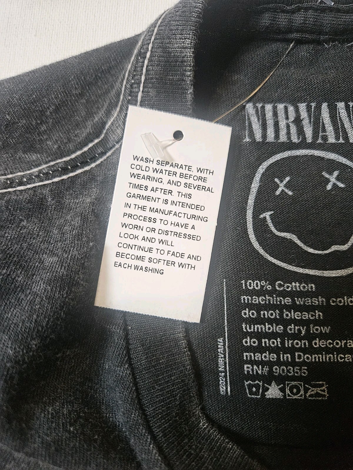 NWT Nirvana T-shirt Mens XL Distressed Black Orange Spellout Logo 90s Grunge Tee gallery