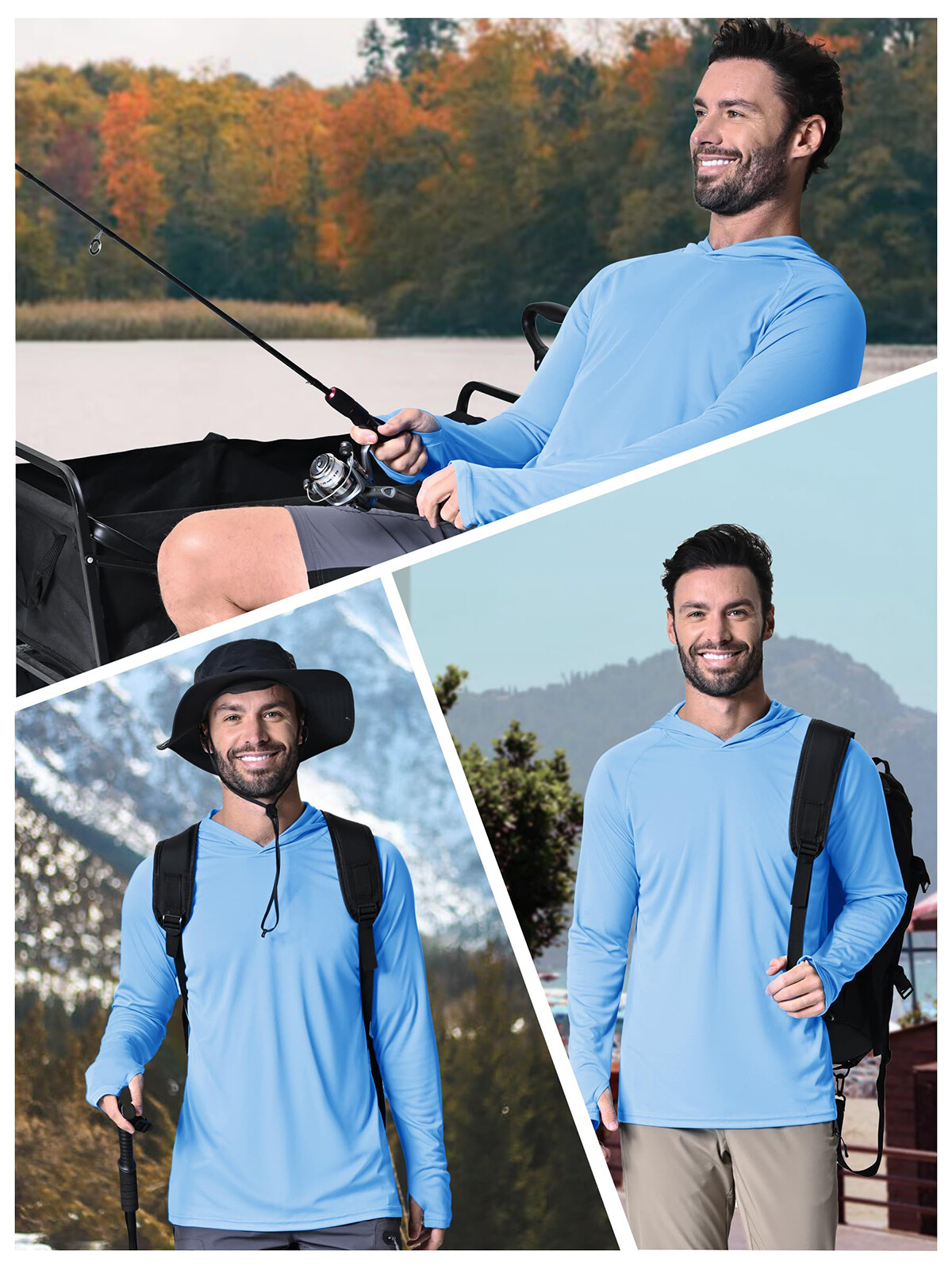 UPF50+ Men's Hoodie Sun Shirts Long Sleeve Skin Protection Outdoor Fishing Tops gallery
