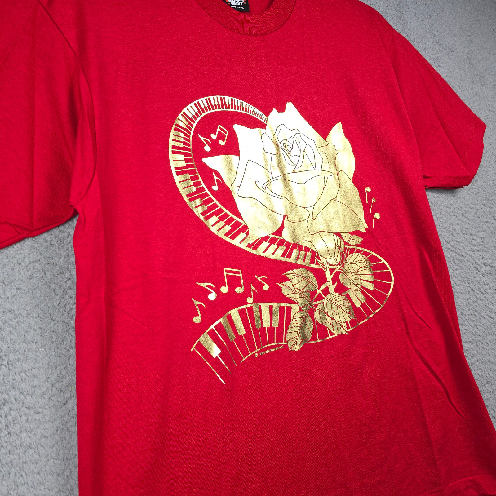 VTG SCREEN STARS BEST Mens EXTRA LARGE XL Air Waves 1989 Red Shirt Rose Music gallery