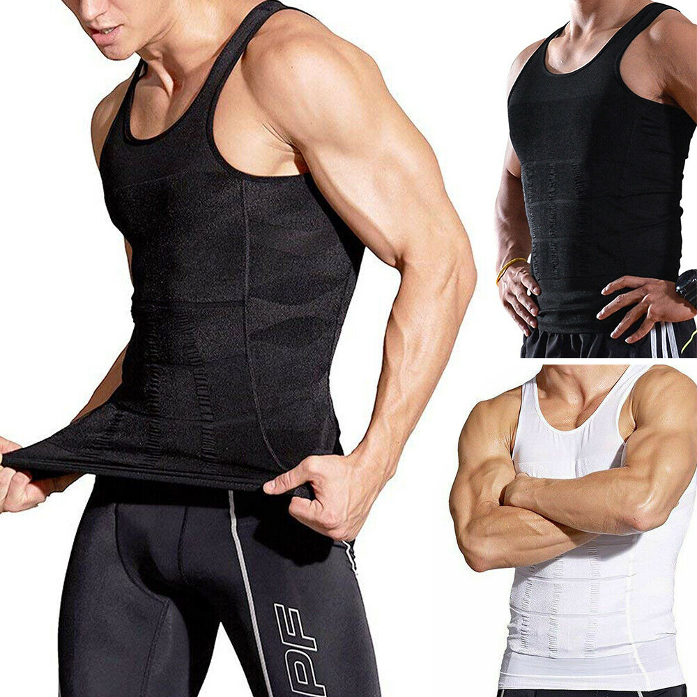 Mens Slimming Shirt Body Shaper Vest Compression Tank Tops Corset Undershirts US gallery