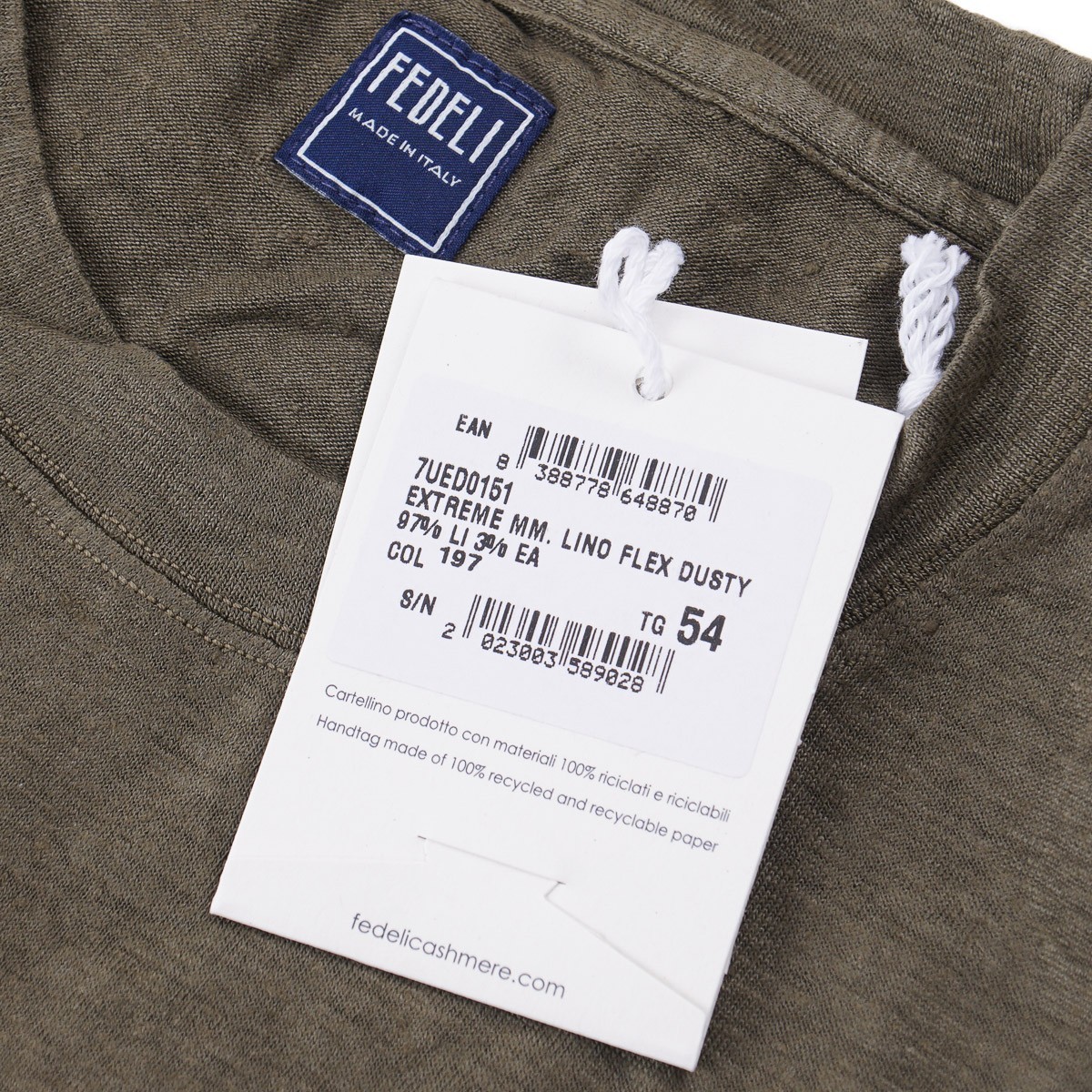 Fedeli Olive Green Lightweight Stretch Linen T-Shirt XL (Eu 54) NWT Tee gallery