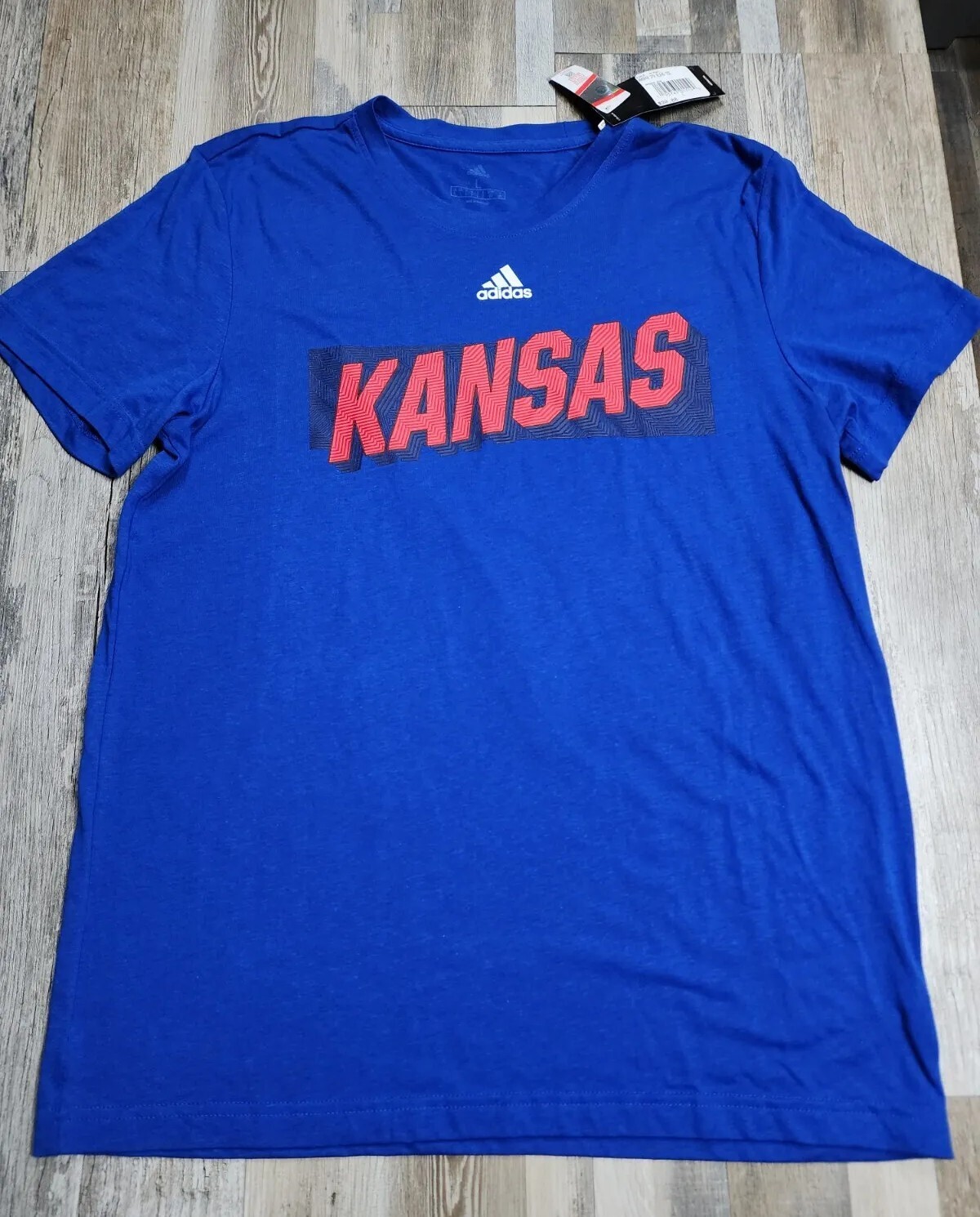 NEW Adidas Kansas Jayhawks T-Shirt Mens LARGE Tee Blue Super Soft Shirt gallery