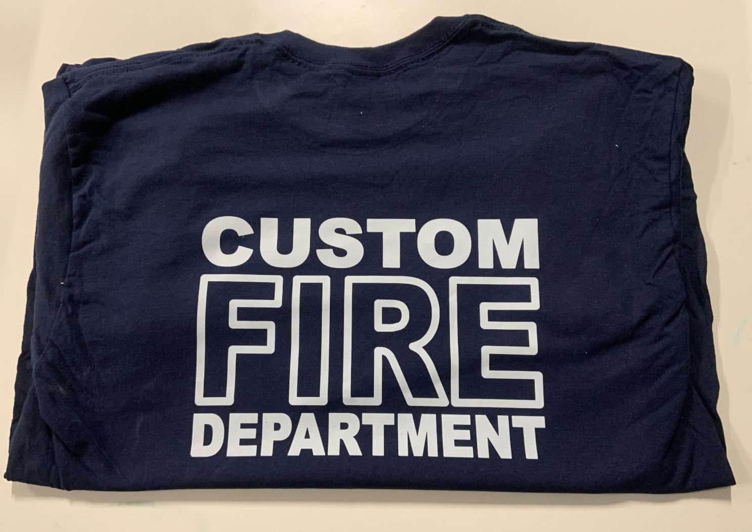 Custom Name Fire Dept T-shirt. Personalized. White Print gallery