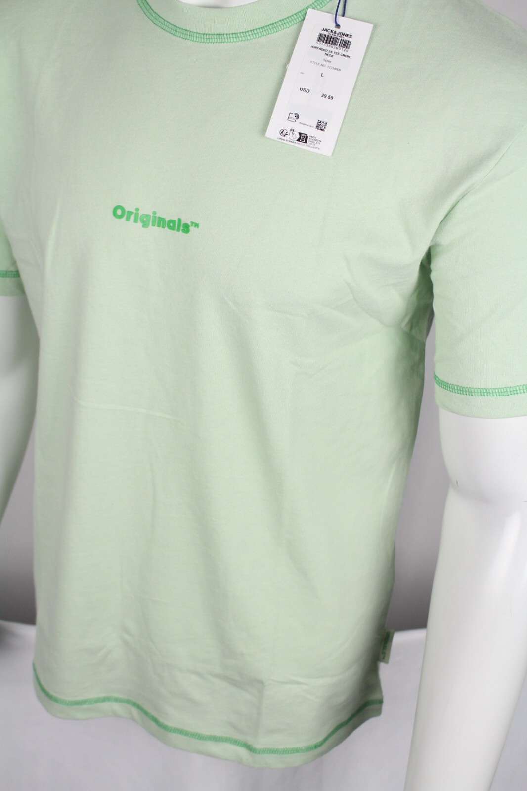 Jack & Jones Originals Men's T Shirt Jorfaded Short Sleeve Crew Neck Spray Green gallery