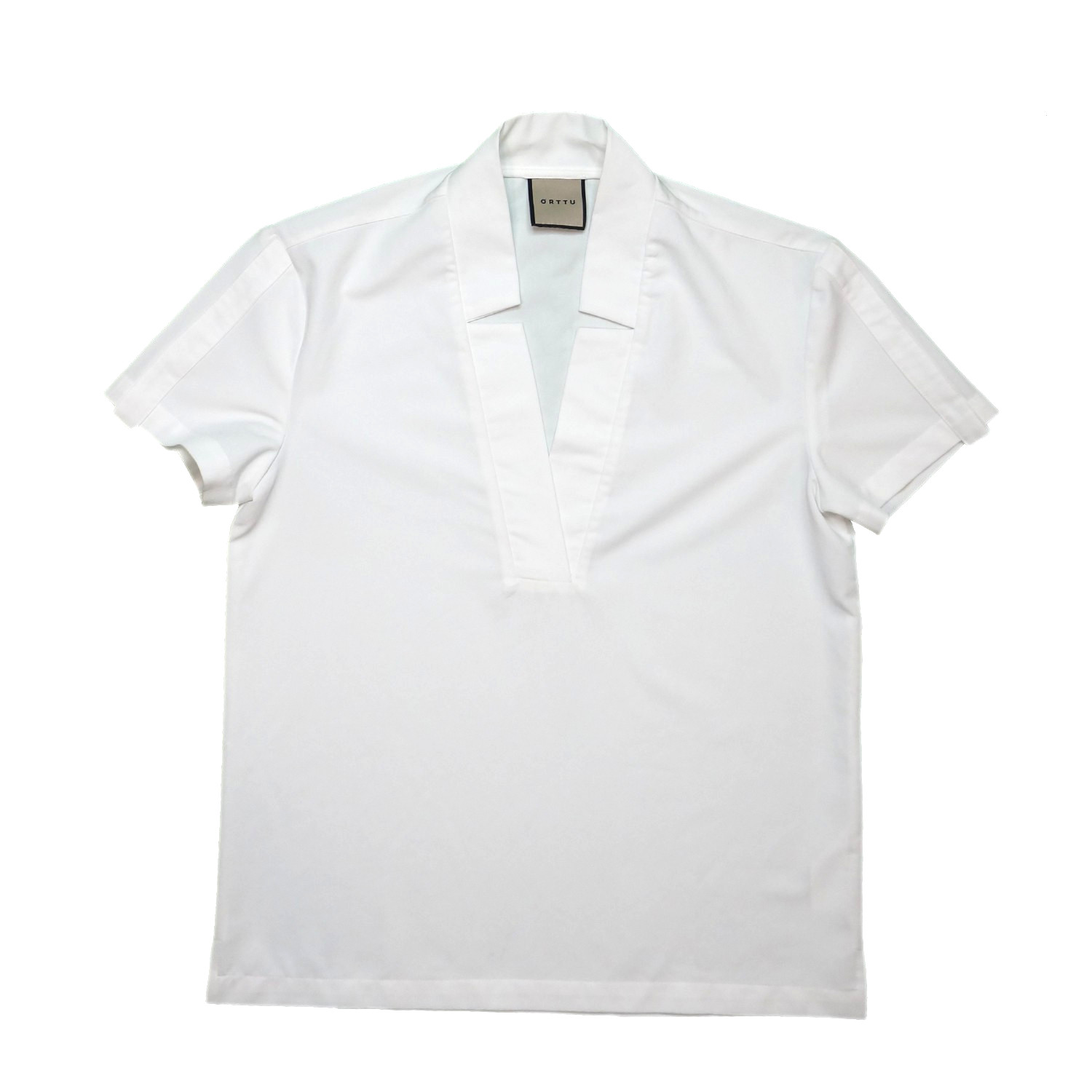 ORTTU Star Neck Shirt  White Short Sleeve Avant Garde Minimalist Top  Size S