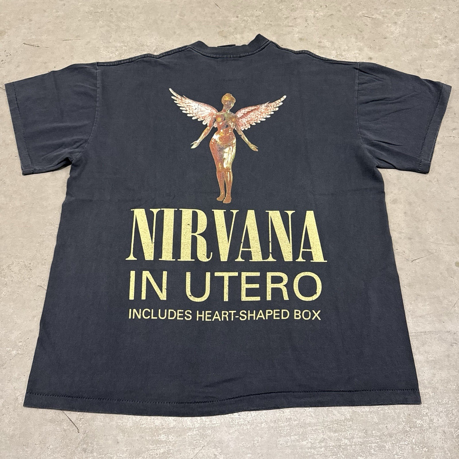 Vintage NIRVANA Heart Box T Shirt 90s Band T Shirt XL In Utero Giant Tag Reprint gallery