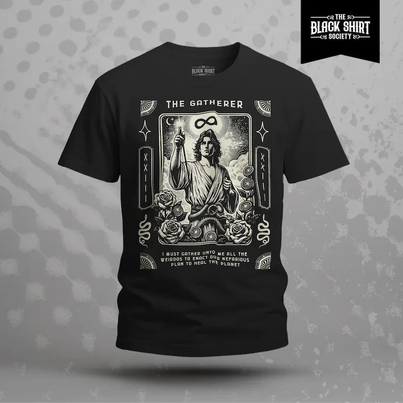 The Gatherer Tarot T-Shirt | Occult Art, Gothic Boho Graphic Tee gallery