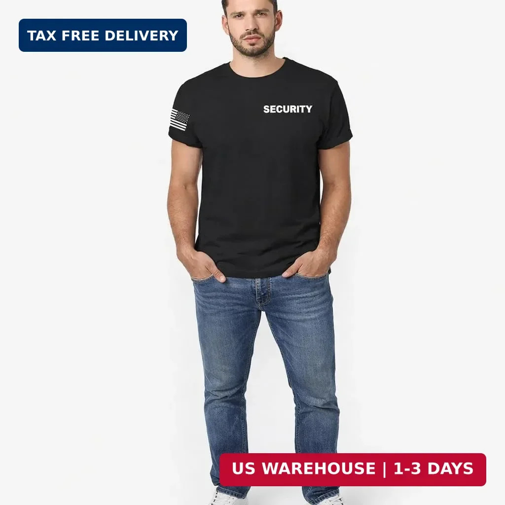 Veracco Security Guard Shirt for Men - Event Staff Uniform T-Shirt with USA Flag gallery
