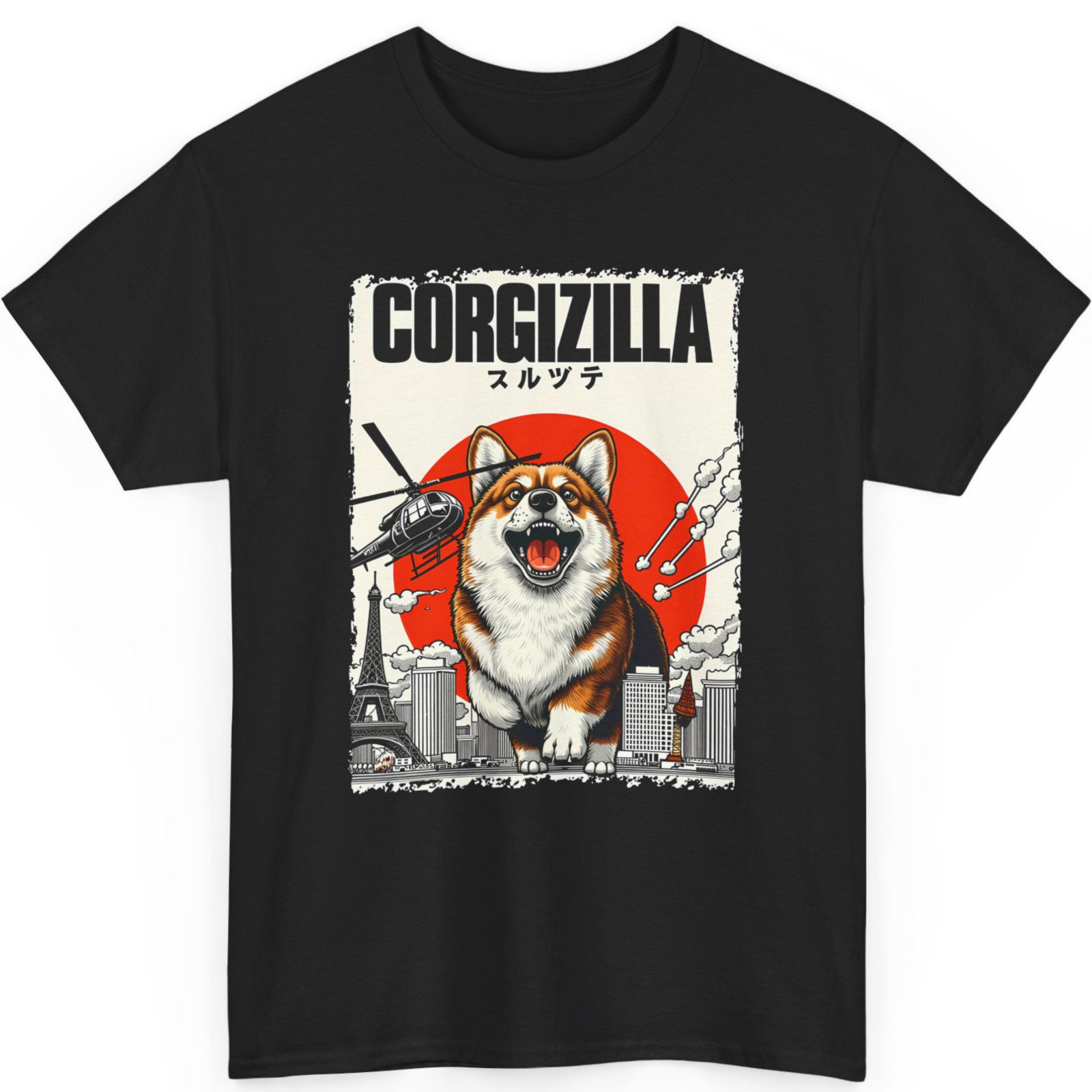 CorgiZilla Parody Japanese Art Corgi Dog Mom Dad Unisex Adult T-Shirt gallery