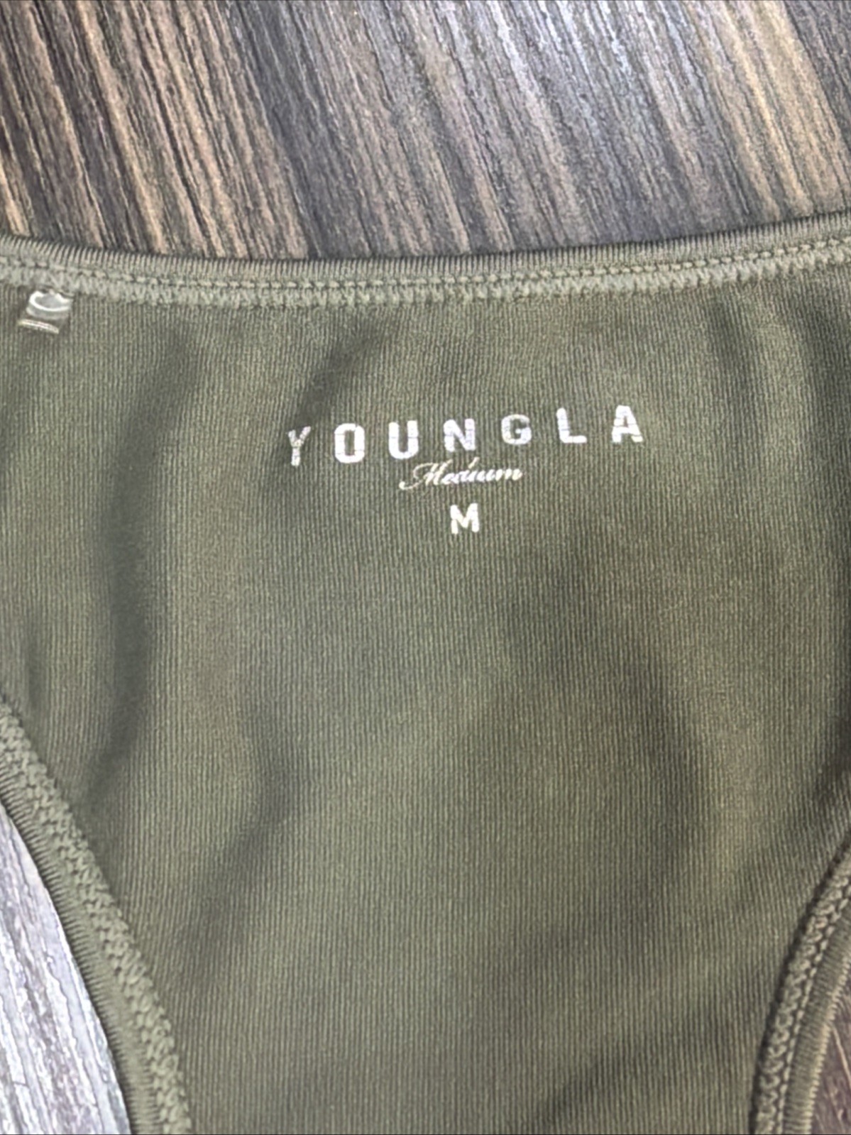 YoungLA Men’s Sleeveless Tank Top Dark Green Size Medium gallery