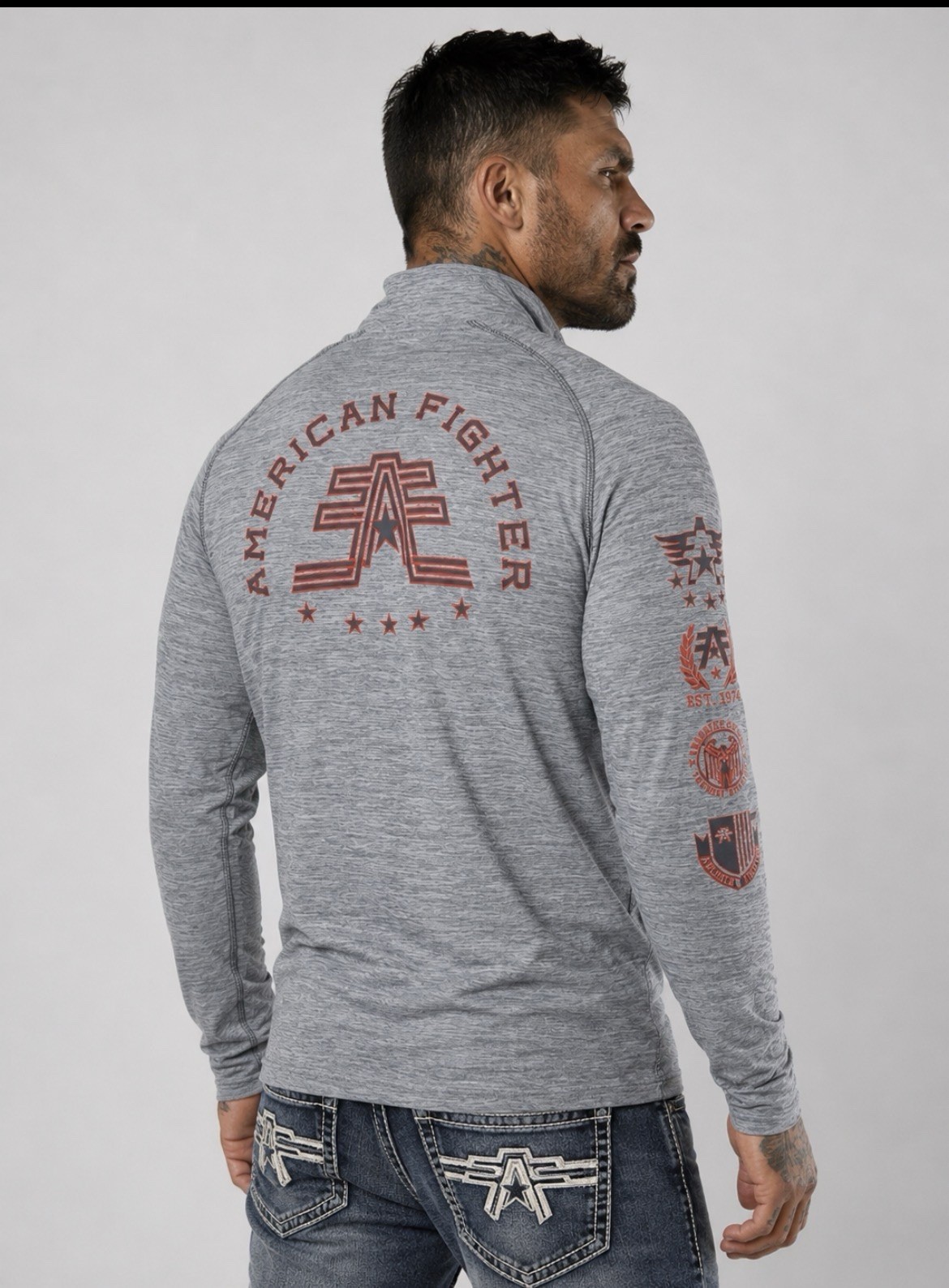AMERICAN FIGHTER Men's L/S BRISTOL 1/4 ZIP Mock Neck Gray NWT MSRP $69 Medium gallery