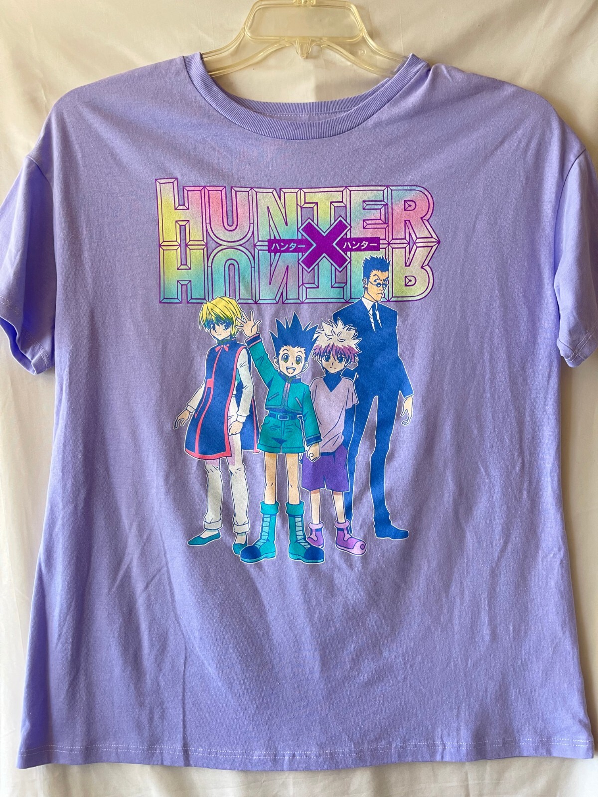HUNTER X HUNTER TEE SHIRT, ADULT L, 50/50 COTTON POLY, LAVENDER, NWOT