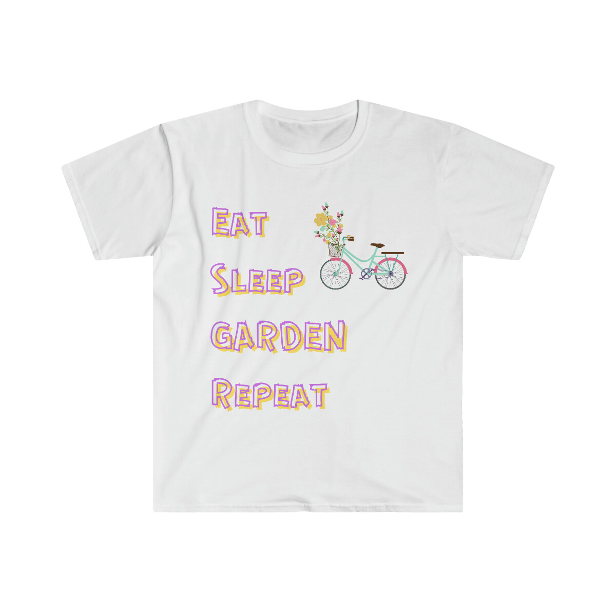 Eat Sleep Garden Repeat Cute Shirt Fun Flowers Bicycle T-Shirt Gift For Gardener gallery