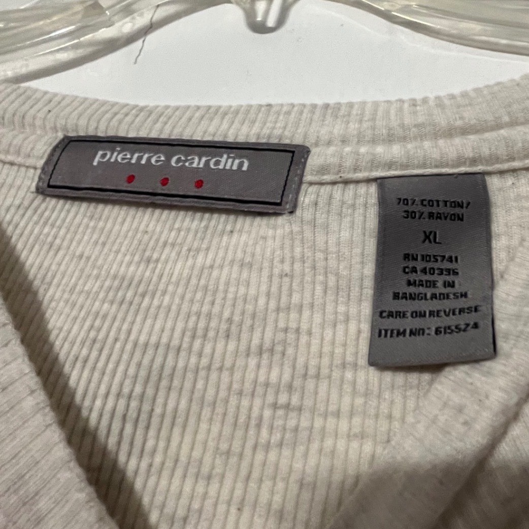 Pierre Cardin Mens XL Oatmeal Heather Ribbed Knit Short Sleeve Shirt 615524 gallery