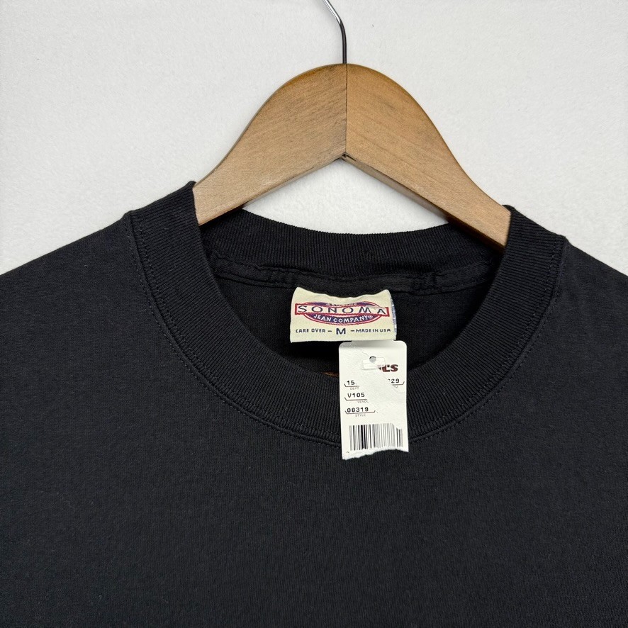 Vintage Blank Shirt men’s Medium Black Sonoma USA Made Crew Grunge Deadstock NEW