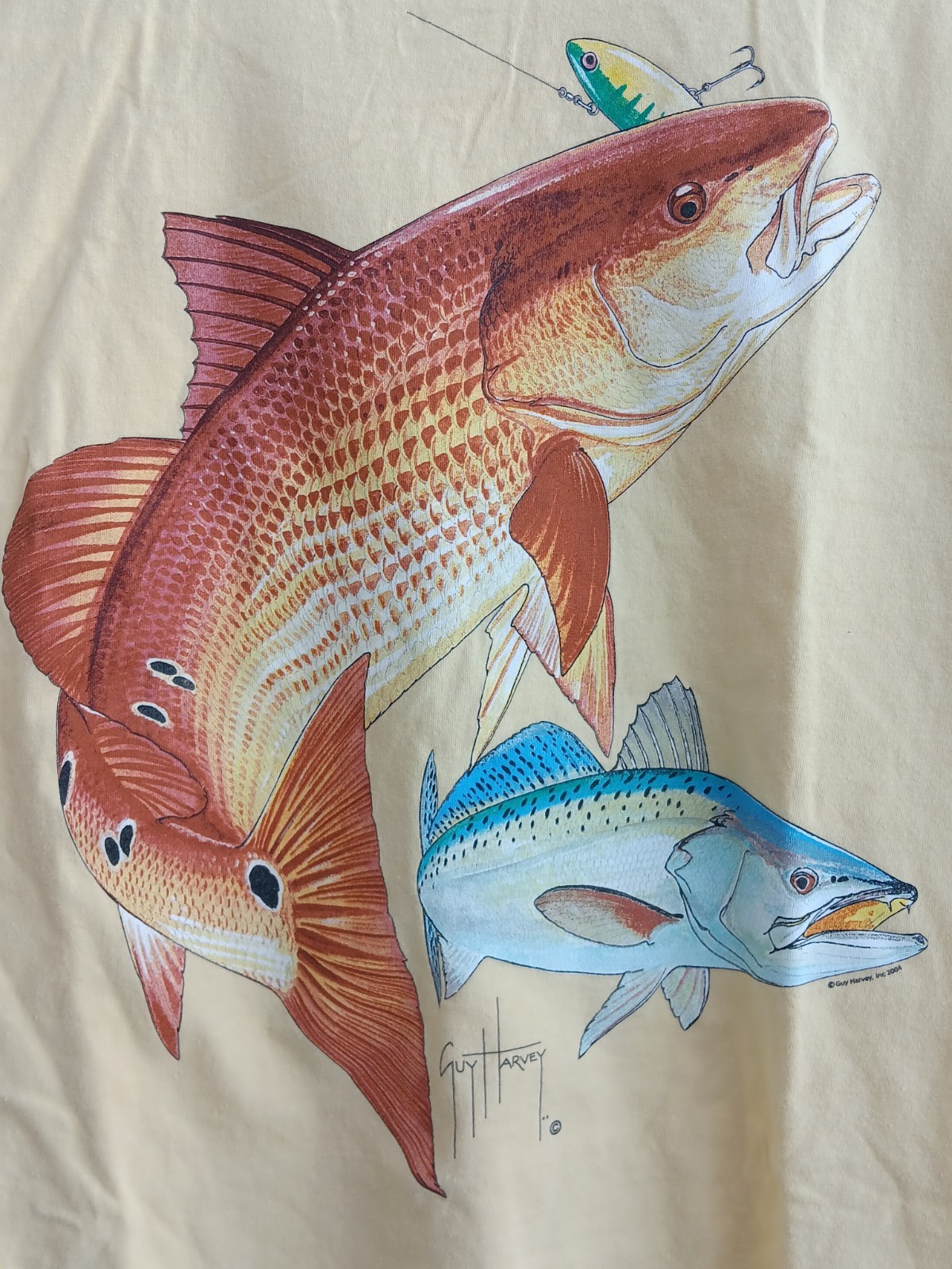 Vtg Guy Harvey By AFTCO Bluewater T Shirt Mens Size XL 2004 Graphic Logo Pocket gallery