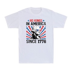 No Kings in America Since 1776 Distressed US Flag 4th of July Men’s T-Shirt