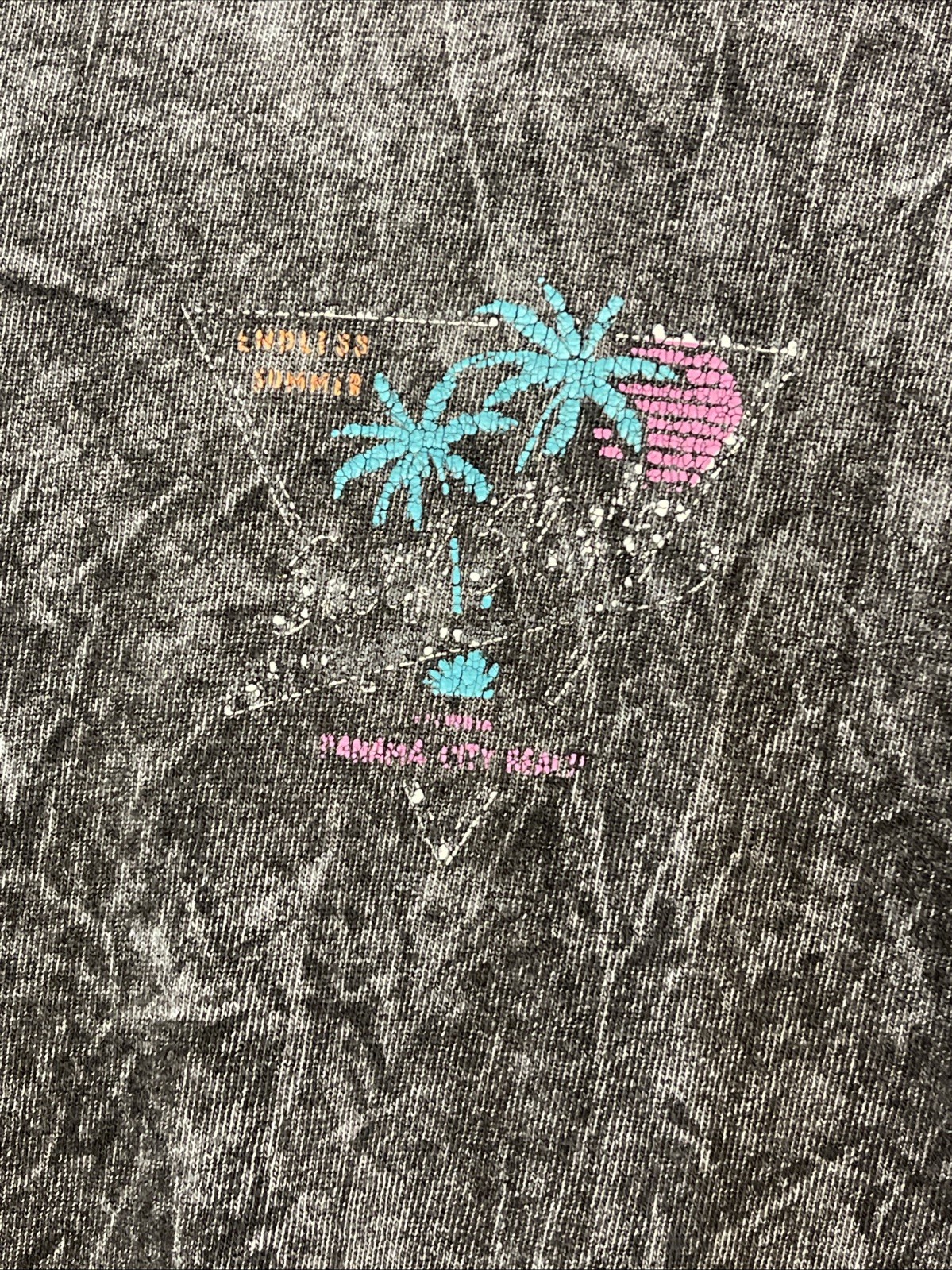Vtg Surf Style Panama City Beach FL T-Shirt L Palm Tree Graphic Acid Wash Gray gallery