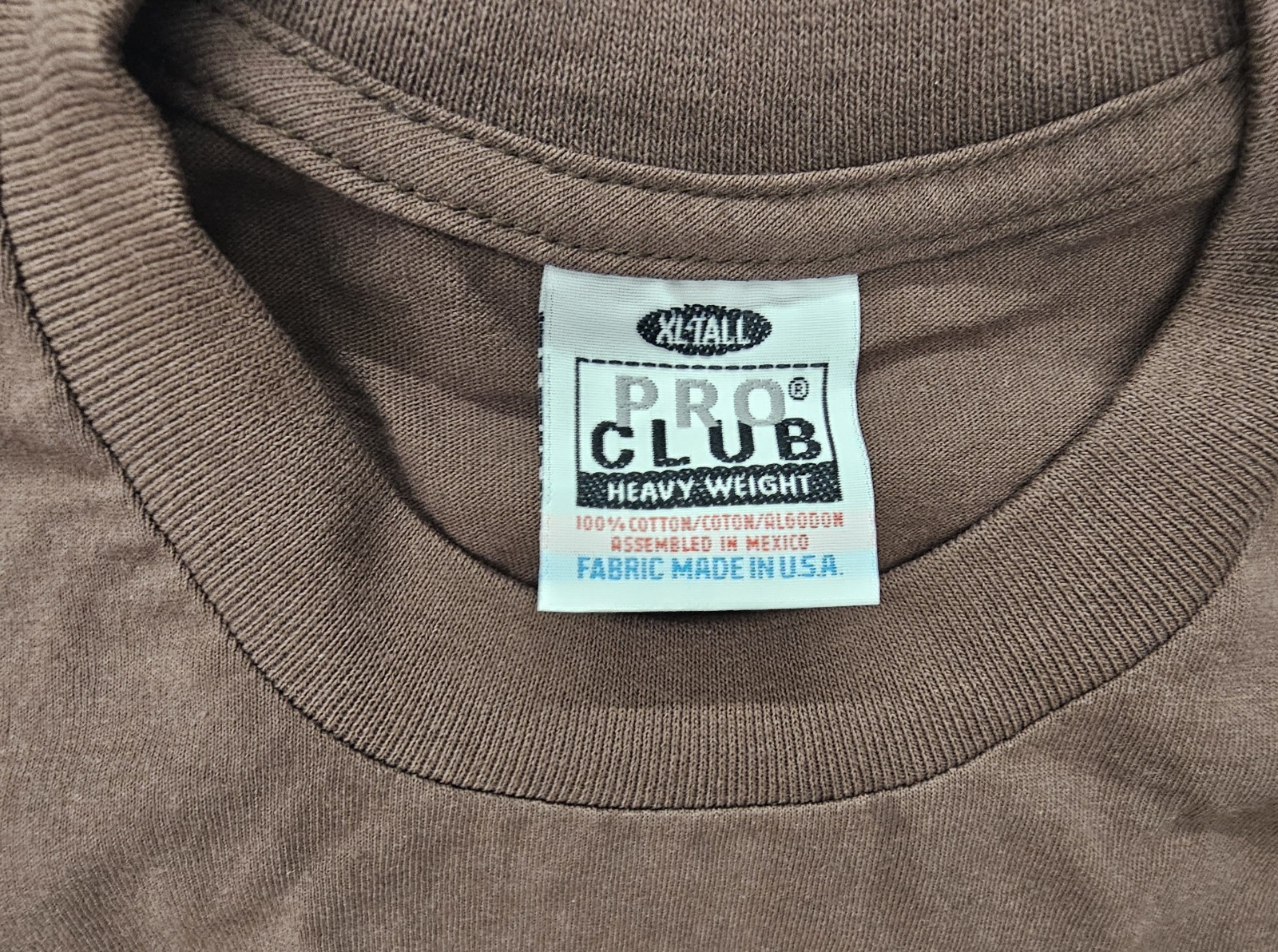 Pro Club Heavyweight Crew Neck T-Shirt XL TALL Brown gallery