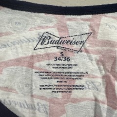 Budweiser Tank Top Men’s S 34 / 36 Blue Pocket All Over Beer Label Print Shirt