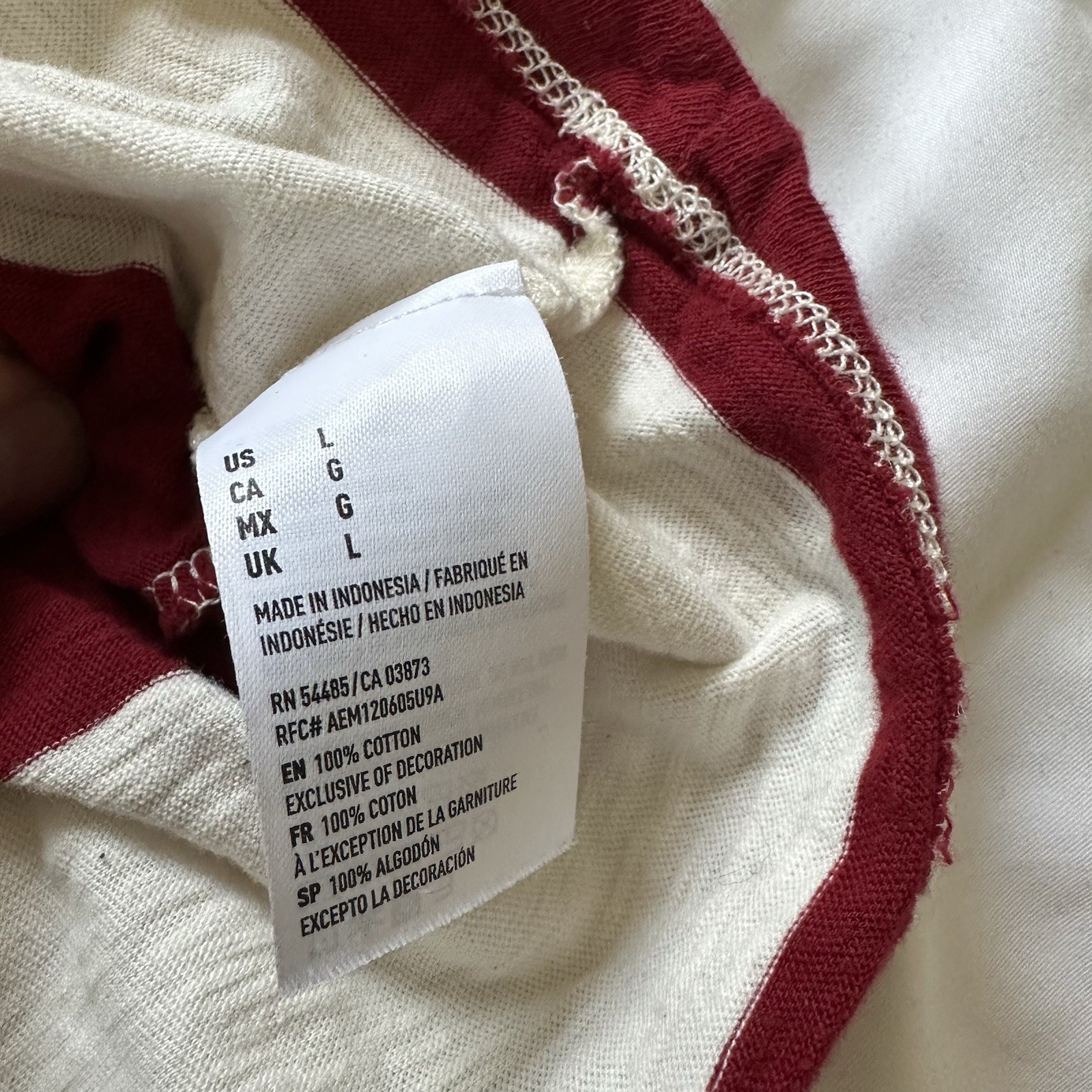 American Eagle Tee L Red White Rugby Block Stripe Eagle Logo Cotton Skater Tee gallery