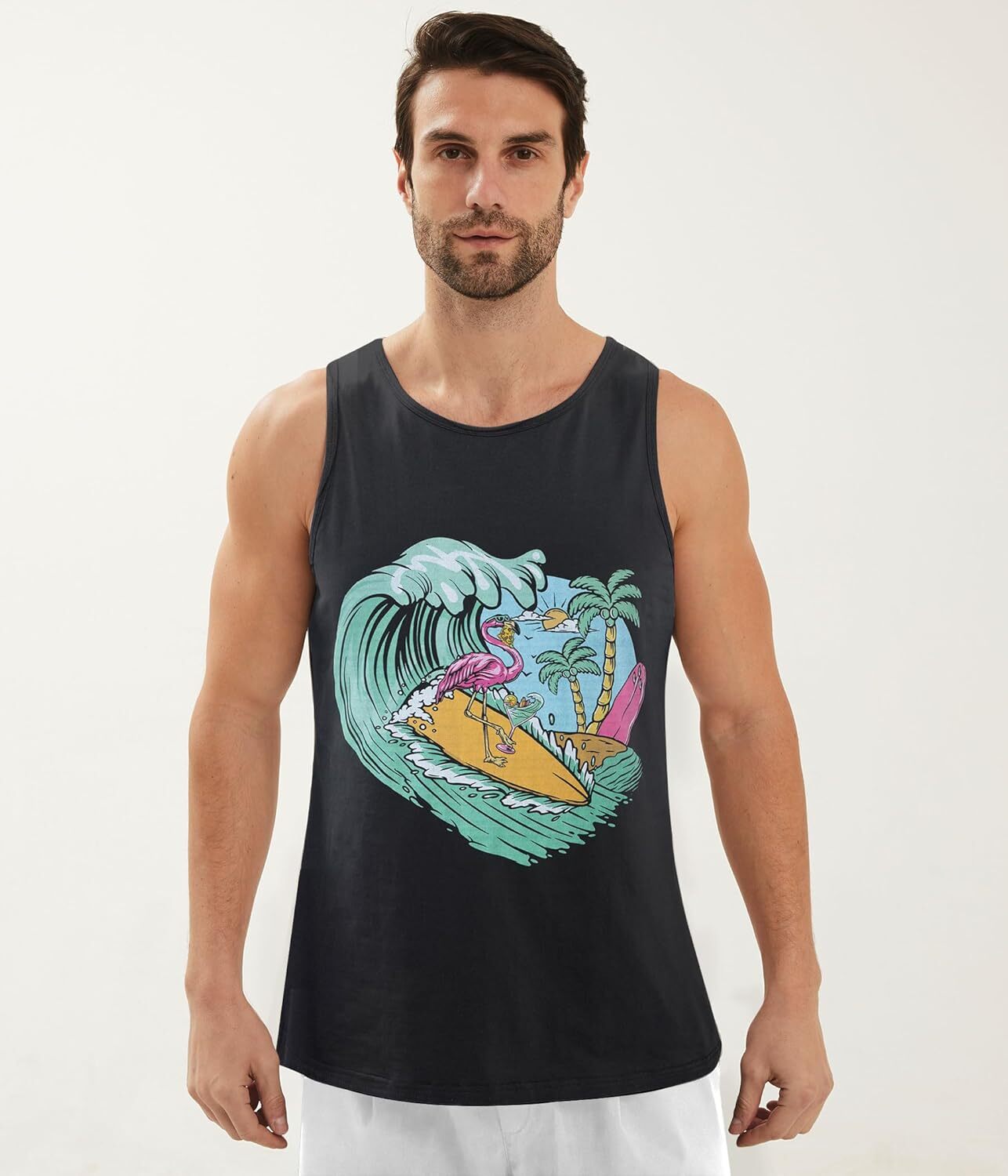 Mens Cotton Tank Tops Funny Graphic Beach Summer Sleeveless Muscle Tank Top gallery