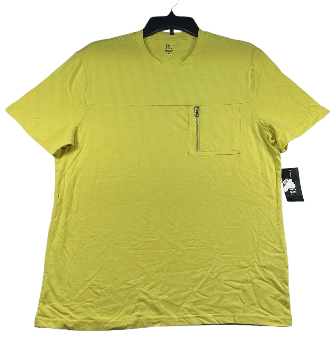 International Concepts Shirt Mens size Medium Yellow Zipper Short Sleeve New