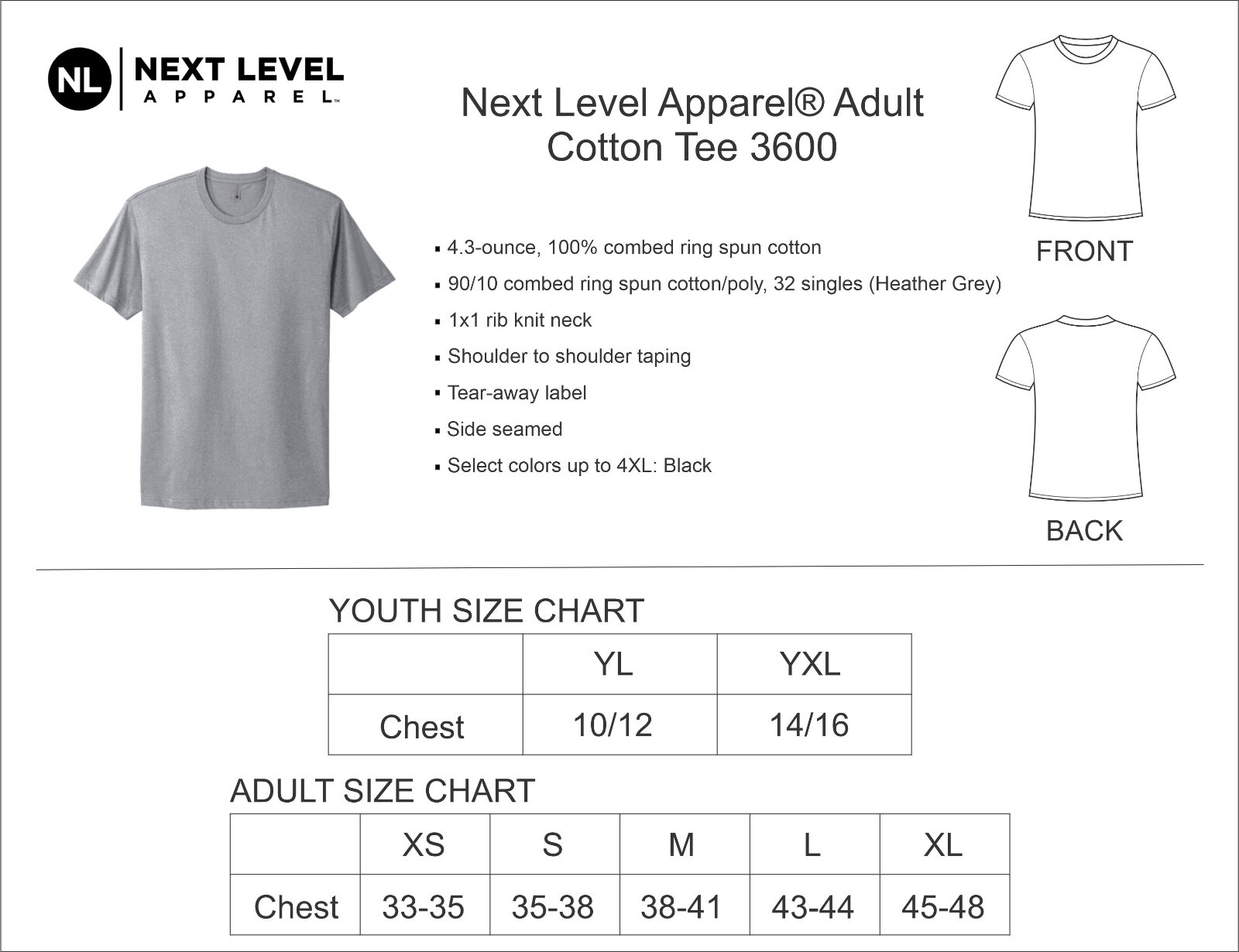 Next Level Apparel® Adult Cotton Tee 3600 gallery