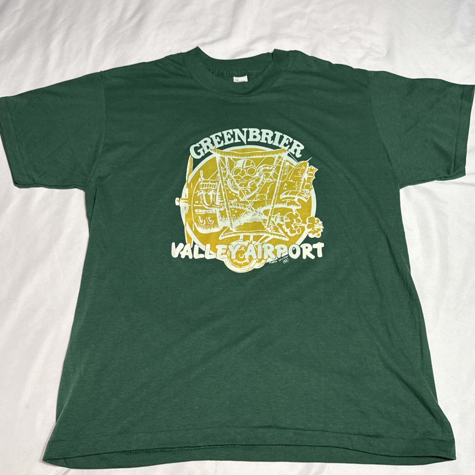 VTG T Shirt 1985 Greenbrier Valley Airport Mark Wilcox Green XL Single Stitch gallery